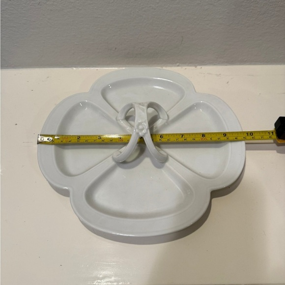 Vintage Limoges France White Porcelain Sectioned Tray w/ Floral Detailed Handle - Picture 7 of 9